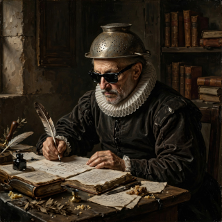 Elreymi Erdas en su estudio, reescribiendo estupideces
